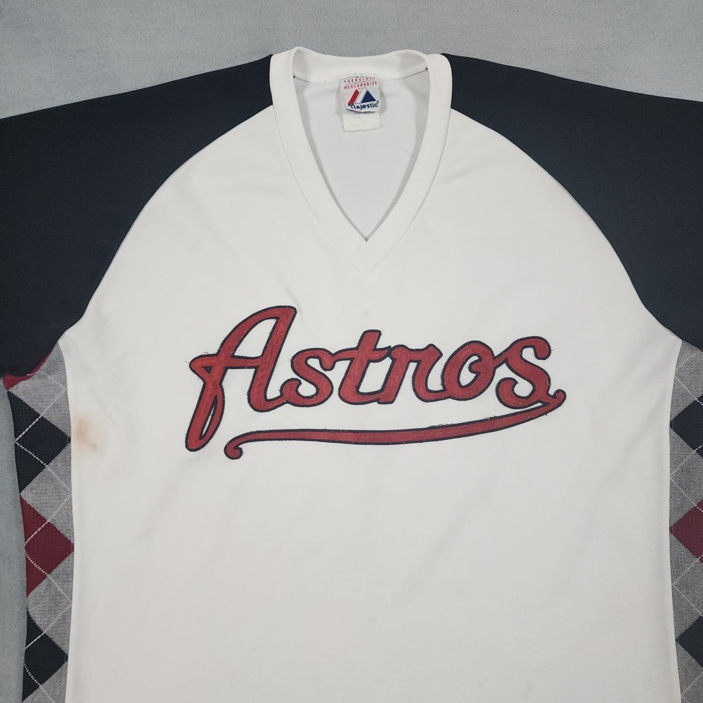 Vintage Houston Astros Majestic Jersey Mens XL White Made USA Baseball BP Shirt - Picture 2 of 11